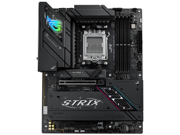 T. Madre ASUS ROG STRIX B850-F GAMING WIFI, 
Chipset AMD B850,  
Segmento: Alto/Gamer,
Soporta: AMD Ryzen 7000 y 8000 Series, Socket AM5,
RAM: DDR5 8000 MHz Máx., 192GB, 
Audio HD Realtek ALC4080, Wi-Fi 7,
SATA 3.0, M.2 (4x),
ATX, Ptos: 2xPCIEx16.