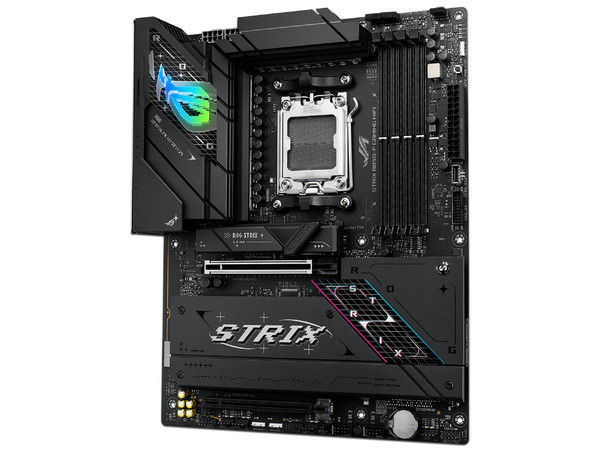 T. Madre ASUS ROG STRIX B850-F GAMING WIFI, 
Chipset AMD B850,  
Segmento: Alto/Gamer,
Soporta: AMD Ryzen 7000 y 8000 Series, Socket AM5,
RAM: DDR5 8000 MHz Máx., 192GB, 
Audio HD Realtek ALC4080, Wi-Fi 7,
SATA 3.0, M.2 (4x),
ATX, Ptos: 2xPCIEx16.