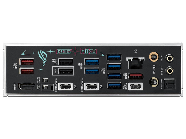 T. Madre ASUS ROG STRIX X870E-H GAMING WIFI7 HATSUNE MIKU: 
Chipset AMD 870E,
Segmento: Alto/Gamer,
Soporta: Procesadores AMD Ryzen 9000 Series, Socket AM5,
DDR5 8000MHz, 256GB Máx,
AudioHD, Red, Wi-Fi, USB y SATA 3.0, M.2,
ATX, Ptos: 1xPCIE5.0x16