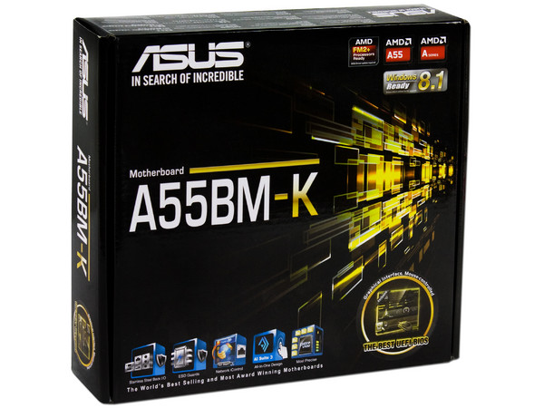 T. Madre ASUS A55BM-K, Chipset AMD A55 FCH,
Soporta: AMD A10/ A8/ A6/ A4/ AthlonX4 de Socket FM2+,
Memoria: DDR3 2133 / 1866 / 1600 / 1333 MHz, 32GB Max,
Integrado: Audio HD, Red,
Micro-ATX, Ptos: 1xPCIE 3.0 x16, 1xPCIEx1