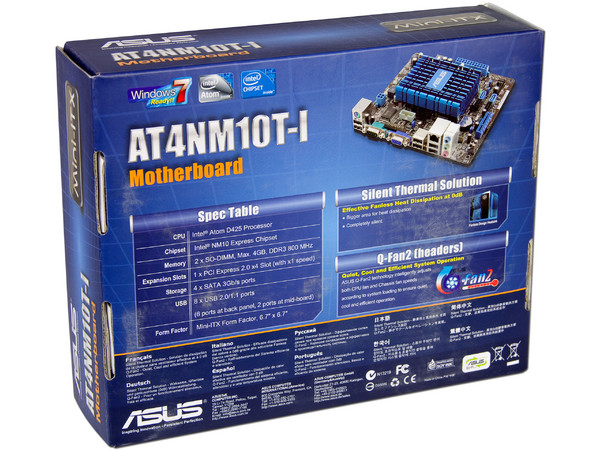 T. Madre Asus AT4NM10T-I, Chipset Intel NM10,
Procesador Integrado Intel Atom D425,
Integrado: Audio, Red, Video Intel GMA 3150,
Memoria: DDR3 800MHz, 2 Bancos, 4GBMax,
Diseño Mini ITX, Ptos: 1xPCIEx4.