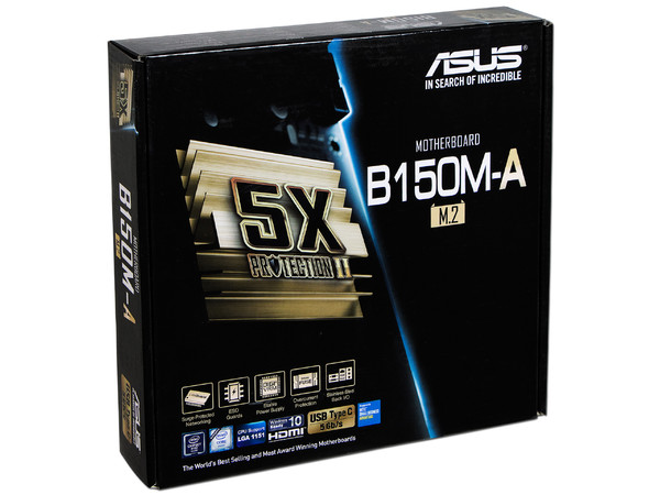 T. Madre ASUS B150M-A/M.2, ChipSet Intel B150,
Soporta: Intel Core i7/Core i5/Core i3/Pentium/Celeron de Socket 1151,
Memoria: DDR4 2133 MHz Non-ECC, 64GB Max,
SATA 3.0, USB 3.0,
Integrado: Audio HD, Red Gigabit, 
Micro-ATX.
