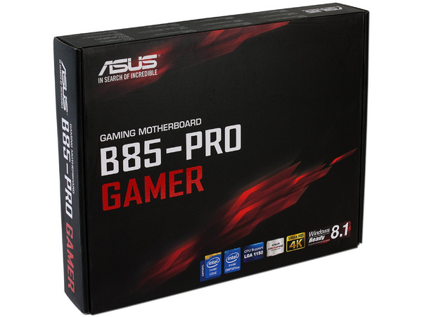 T. Madre ASUS B85-PRO GAMER, ChipSet Intel B85,
Soporta: Core i7/i5/i3 de Socket 1150,
Memoria: DDR3 1600/1333/1066 MHz, 32GB Max,
Integrado: Audio HD, Red,
USB 3.0 y SATA 3.0,
ATX, Ptos: 2xPCIEx16, 2xPCIEx1, 3xPCI