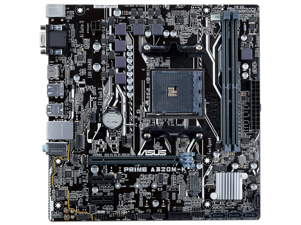 T. Madre Asus PRIME A320M-K, Chipset AMD A320,
Soporta: Procesador AMD Ryzen 1ra Gen, A-series 7ma Gen, Socket AM4,
Memoria: DDR4 3200(O.C.)/2400/2133 MHz, 32GB Max,
USB 3.0, SATA 3.0,
Micro-ATX, Ptos: PCIE 3.0, Incluye Procesador AMD Ryzen 3 3200G.