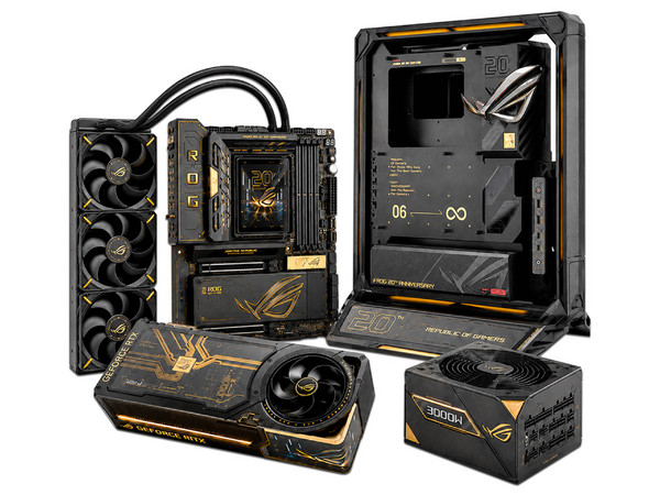 Kit de Actualización ASUS 20 Aniversario Bundle ROG Edition 20,
Inlcuye T.Madre ROG Crosshair X870E,
Segmento: Gamer,
Enfriamiento Liquido Ryujin 360,
Tarjeta de Video NVIDIA GeForce RTX ROG Astral RTX 5090,
Gabinete ROG GR20,
Fuente de Poder ROG.