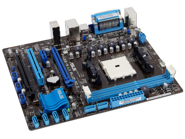 T. Madre ASUS F1A55-M LX PLUS R2.0, Chipset AMD A55 FCH,
Soporta: AMD A8/A6/A4/E2 de Socket FM1,
Memoria:DDR3 2250(O.C.)/1866/1600/1333 MHz, 32GB Max,
Integrado: Audio HD, Red,
Micro-ATX, Ptos: 2xPCIEX16, 1xPCIEX1