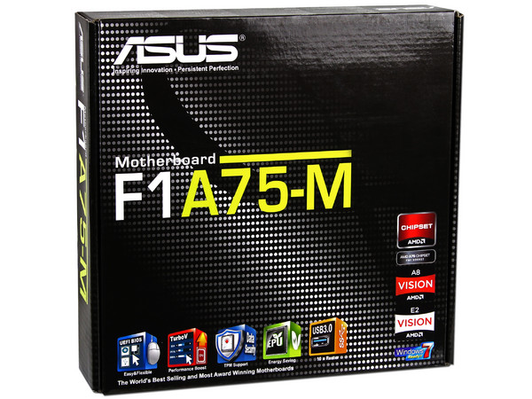 T. Madre ASUS F1A75-M, Chipset AMD A75 FCH,
Soporta: AMD A8 y A6 de Socket FM1,
Memoria: DDR3 1866/1600/1333/1066 MHz, 64GB Max,
 USB 3.0 y SATA 3.0
Integrado: Audio HD, Red,
Micro-ATX, Ptos: 2xPCIEX16, 1xPCIEX1