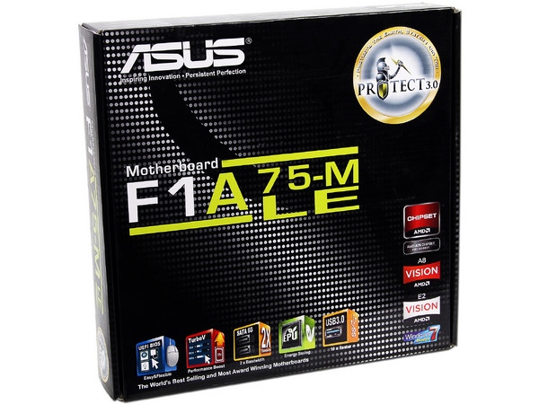 T. Madre ASUS F1A75-M LE, Chipset AMD A75 FCH,
Soporta: AMD A8, A6 y A4 de Socket FM1,
Memoria: DDR3 1866/1600/1333/1066 MHz, 32GB Max,
 USB 3.0 y SATA 3.0
Integrado: Audio HD, Red,
Micro-ATX, Ptos: 1xPCIEX16, 1xPCIEX1