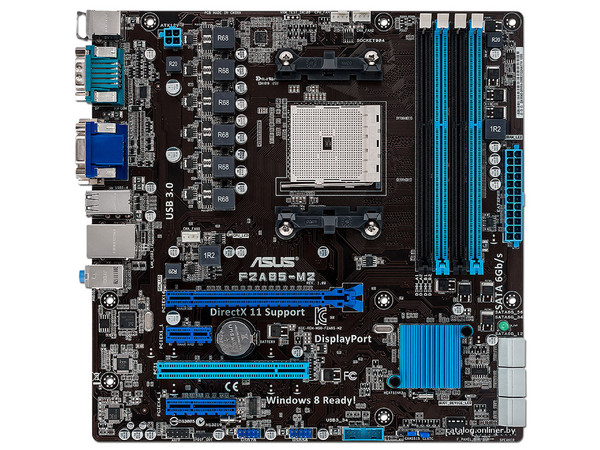 T. Madre ASUS F2A85-M2, Chipset AMD A85X,
Soporta: AMD A10 /A8 /A6 /A4 / Athlon X4 de Socket FM2,
Memoria: DDR3 1866/1600/1333/1066 MHz, 64 GB Max,
Integrado: Audio HD, Red,
Micro-ATX, Ptos: 1xPCIEX16, 1xPCIEX1.
