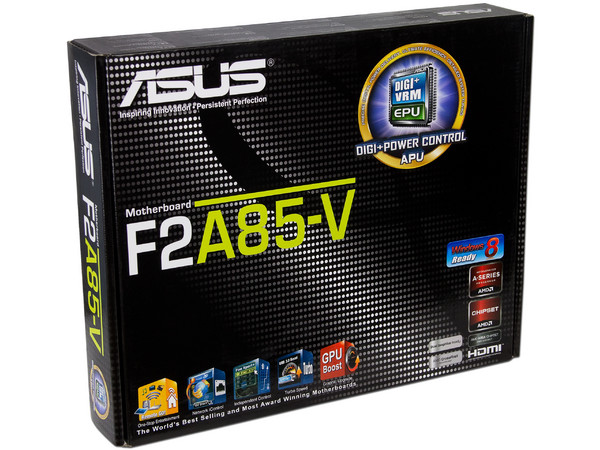 T. Madre ASUS F2A85-V, ChipSet AMD A85X FCH,
Soporta: AMD A10/A8/A6/A4/ Athlon X4 de Socket FM2,
Memoria: DDR3 2400(O.C.)/1600/1333/1066 MHz, 64 GB Max,
Integrado: Audio HD, Red Gigabit,
USB 3.0 y SATA 3.0,
ATX, Ptos: 2xPCIEX16, 2xPCIEX1.