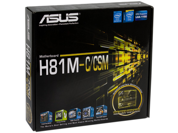 T. Madre ASUS H81M-C/CSM, Chipset Intel H81 Exp.,
Soporta: Core i7/i5/i3 de Socket 1150,
Memoria: DDR3 1600/1333/1066 MHz, 16 GB Max,
Integrado: Audio HD, Red,
USB 3.0 y SATA 3.0,
Micro-ATX, Ptos: 1xPCIEx16, 2xPCIEX1