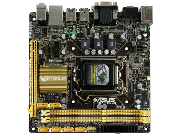 T. Madre ASUS H87I-PLUS, ChipSet Intel H87,
Soporta: Intel Core i7 / i5 / i3 / Pentium / Celeron de Socket 1150,
Memoria: DDR3 1600/1333/1066 MHz, 16 GB Max,
Integrado: Audio HD, Red,
USB 3.0 y SATA 3.0,
Mini-ITX, Ptos: 1xPCIE 3.0 x16