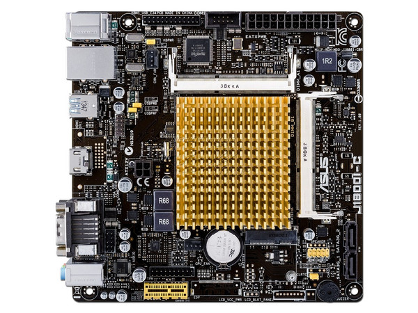 T. Madre ASUS J1800I-C,
Procesador Integrado Intel Celeron J1800 (hasta 2.58 GHz),
Memoria: DDR3L 1333 MHz, 8 GB Max,
Integrado: Audio, Red, Video Intel HD Graphics,
SATA 3.0 y USB 3.0,
Mini ITX, Ptos: 1xPCIEx1