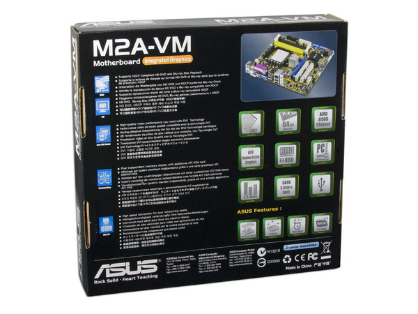 T. Madre ASUS M2A-VM, Chipset AMD 690G,
Soporta: Phenom, Athlon 64/Athlon 64 X2, Socket AM2+,
Memoria: DDR2 800/667, 4 Bancos, 8GB Max,
Integrado: Audio HD, Red, Video ATI X1250,
Diseño: MATX, Ptos:1xPCIEx16, 1xPCIEx1, 2xPCI.