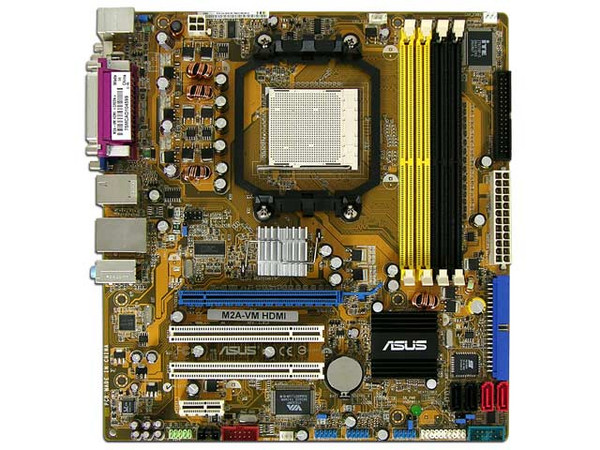 Tarjeta Madre ASUS M2A-VM HDMI,
ChipSet AMD 690G ATI SB600,
Soporta: Socket AM2 Athlon 64, X2, FX y Sempron,
Memoria: DDR2 800/667/533, 4 Bancos, 8GB Max,
Integrado: Audio 5.1, LAN PCIe Gb,
Diseño: MicroATX, Puertos: 1xPCIEx16, 1xPCIEx1, 2xPCI
