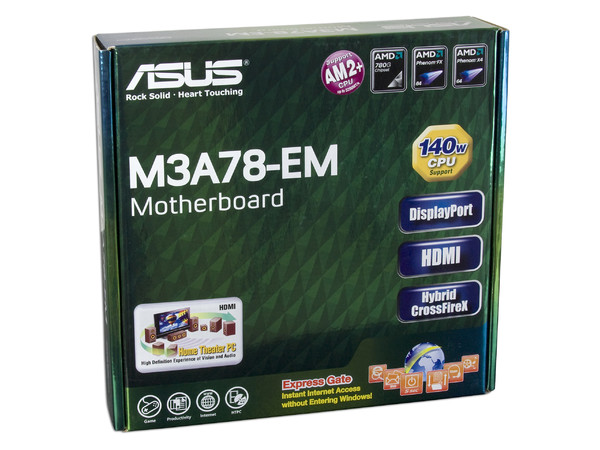 T. Madre ASUS M3A78-EM, Chipset AMD 780G,
Soporta: Phenom, Athlon 64/Athlon 64 X2, Socket AM2+,
 Memoria: DDR2 1066/800/667, 4 Bancos, 8GB Max,
 Integrado: Audio HD, Red 10/100, Video ATI HD3200,
 Diseño: MATX, Ptos:1xPCIEx16, 1xPCIEx1, 2xPCI.