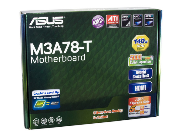 T. Madre ASUS M3A78-T, Chipset AMD 790GX,
Soporta: Phenom, Athlon 64/Athlon 64 X2, Socket AM2+,
Memoria: DDR2 1066/800/667, 4 Bancos, 16GBMax,
Integrado: Audio HD, Red 100/1000, Video ATI HD3300,
Diseño: ATX, Ptos: 3xPCIEx16, 1xPCIEx1, 2xPCI.