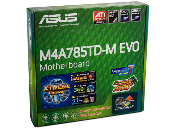 T. Madre Asus M4A785TD-M EVO, ChipSet AMD 785G,
Soporta: Phenom II X3 y X4 de Socket AM3,
Integrado: Video ATI  HD4200, Audio HD, Red,
Memoria: DDR3 1800(O.C.)/1333MHz,
Diseño ATX, Ptos: 1xPCIEX16, 1xPCIEX1, 2xPCI
