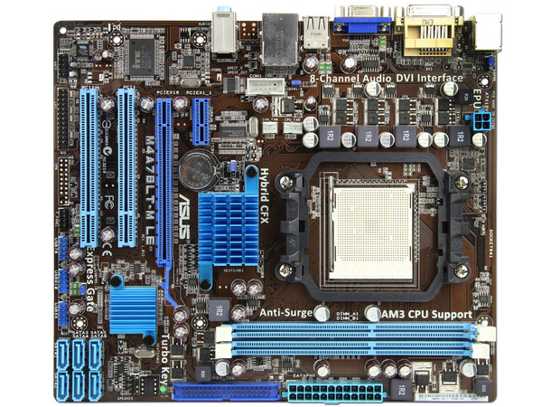 T. Madre Asus M4A78LT-M LE, Chipset AMD 760G,
Soporta: Phenom II X3 y X4 Socket AM3,
Integrado: Video Radeon HD3000, Audio HD, Red Gigabit,
Memoria: DDR3 1800(O.C)/1600(O.C)/1333/1066MHz, 8GB Max,
Diseño MicroATX, Ptos: 1xPCIEX16, 1xPCIEX1, 2xPCI