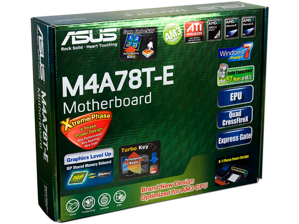 T. Madre Asus M4A78T-E, ChipSet AMD 790GX,
Soporta: Phenom II X3 y X4 de Socket AM3,
Integrado: Video ATI HD 3300, Audio HD, Red Gigabit,
Memoria: DDR3 1600(O.C.)/1333MHz,
Diseño ATX, Ptos: 2xPCIEX16, 2xPCI-EX1, 2xPC