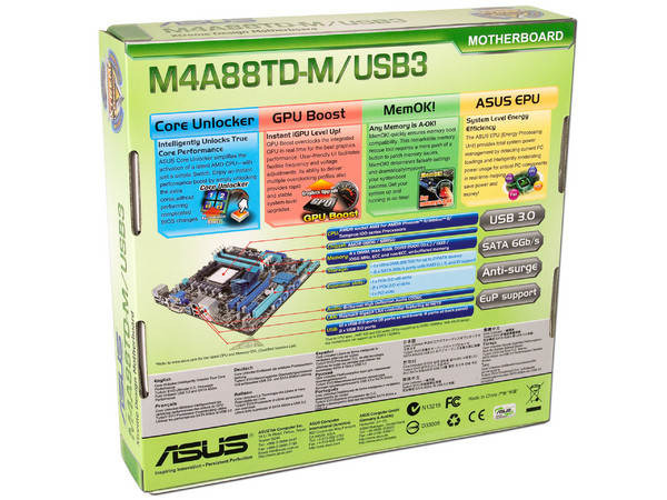 T. Madre ASUS M4A88TD-M/USB3, Chipset AMD880G,
Soporta: Phenom II X3/X4 Socket AM3,
Memoria: DDR3 1600(O.C.)/1333/1066MHz,
USB 3.0 y SATA 3.0
Video Radeon HD 4250,
MicroATX, Ptos:1xPCEx16, 2xPCEx1