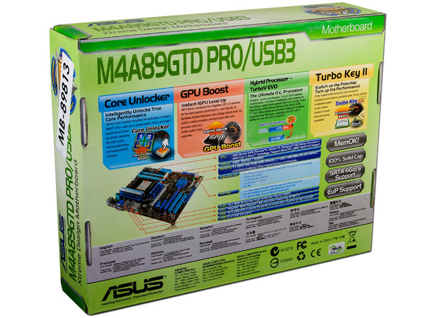 T. Madre Asus M4A89GTD PRO/USB3, ChipSet AMD 890GX,
Soporta: Phenom II X4 y X6 de Socket AM3,
USB 3.0 y Serial ATA 3.0,
 Integrado: Audio HD, Red, Video ATI 4290,
Memoria: DDR3 2000(O.C.)/1333/1066MHz,
ATX, Ptos: 2xPCIEX16, 1xPCIEX4