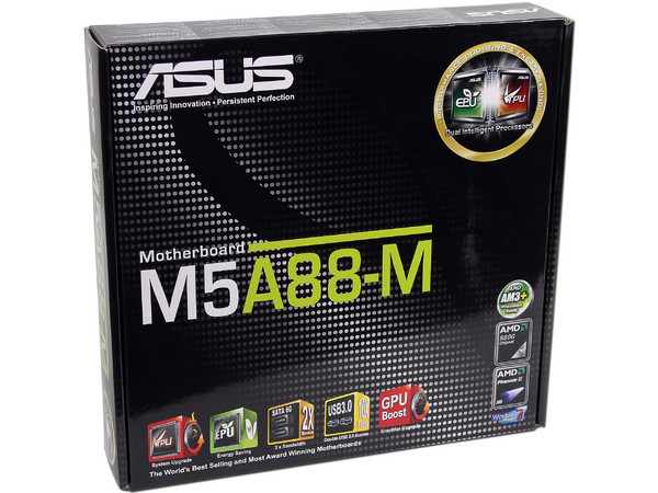 T. Madre ASUS M5A88-M, Chipset AMD 880G,
Soporta: FX/Phenom II/Athlon II/Sempron 100, Socket AM3+,
Memoria: DDR3 2000(O.C.)/1333/1066MHz, 16GB Max,
Integrado: Video Radeon HD 4250
 USB 3.0 y SATA 3.0
Diseño Micro-ATX, Ptos: 1xPCIEX16, 2xPCIEX1