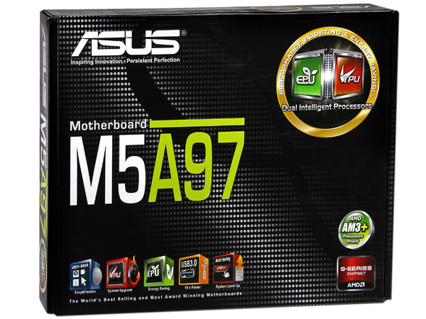T. Madre ASUS M5A97, Chipset AMD 970,
Soporta: FX/Phenom II/Athlon II/Sempron, Socket AM3+,
Memoria: DDR3 2133(O.C.)/1333/1066MHz, 32GB Max,
 USB 3.0 y SATA 3.0
Integrado: Audio HD, Red,
Diseño ATX, Ptos: 2xPCIEX16, 2xPCIEX1