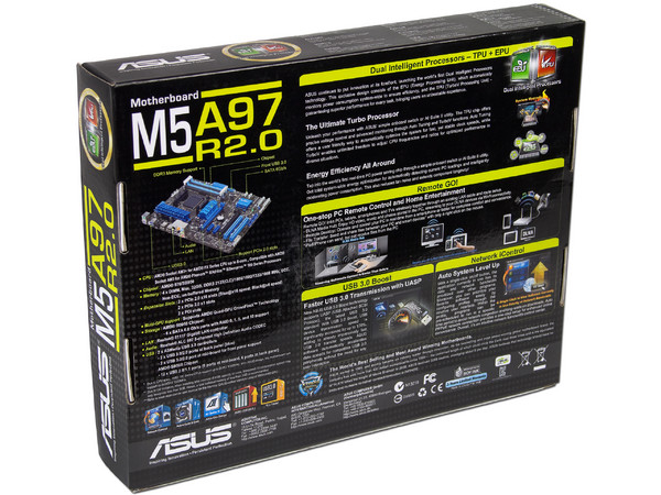 T. Madre ASUS M5A97 R2.0, Chipset AMD 970,
Soporta: FX/Phenom II/Athlon II/Sempron 100, Socket AM3+,
Memoria: 2133(OC)/1866/1600/1333/1066 MHz,
Integrado: Audio HD, Red Gigabit,
SATA 3.0, USB 3.0,
Diseño ATX, Ptos: 2xPCIEX16, 2xPCIEX1
