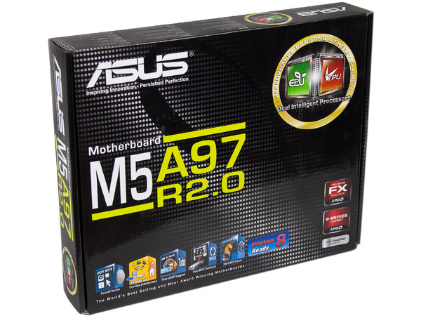 T. Madre ASUS M5A97 R2.0, Chipset AMD 970,
Soporta: FX/Phenom II/Athlon II/Sempron 100, Socket AM3+,
Memoria: 2133(OC)/1866/1600/1333/1066 MHz,
Integrado: Audio HD, Red Gigabit,
SATA 3.0, USB 3.0,
Diseño ATX, Ptos: 2xPCIEX16, 2xPCIEX1