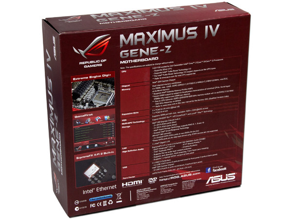 T. Madre Asus Maximus IV Gene-Z, ChipSet Intel Z68,
Soporta: Core i7/i5/i3 de Socket 1155,
 USB 3.0 y SATA 3.0,
Memoria: DDR3 2133(O.C.)/1600/1333MHz, 32GB Max,
Micro-ATX, Ptos: 2xPCIEX16, 1xPCIEX4.