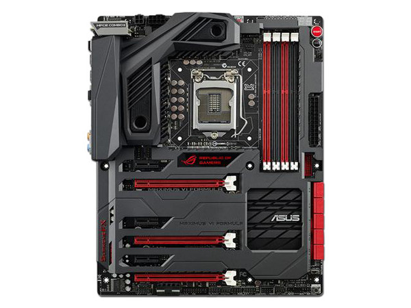 T. Madre ASUS MAXIMUS VI FORMULA, ChipSet Intel Z87 Exp.,
Soporta: Core i7/i5/i3 de Socket 1150,
Memoria: DDR3 3100(O.C.)/1866/1600/1333 MHz, 32GB Max,
Integrado: Audio HD, Red,
USB 3.0 y SATA 3.0,
ATX, Ptos: 3xPCIE 3.0 x16, 3xPCIEx1