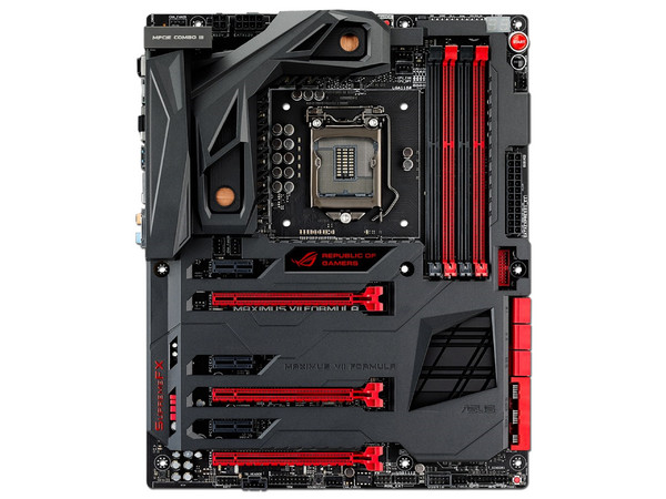 T. Madre Asus MAXIMUS VII FORMULA, ChipSet Z97,
Soporta: Core i7/i5/i3 de Socket 1150,
Memoria: DDR3 3300(O.C.)/1600/1333, 32GB Max,
Integrado: Audio HD, Red,
USB 3.0 y SATA 3.0,
ATX, Ptos: 3xPCIEx16, 3xPCIEx1