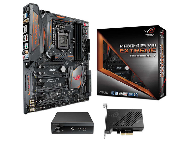 T. Madre ASUS MAXIMUS VIII EXTREME/ASSEMBLY, Chipset Intel Z170,
Soporta: Core i7 / i5 / i3 de 6ta Gen., Socket 1151,
Memoria: DDR4 3866(O.C.)/3000(O.C.)/2133 MHz, 64GB Max,
Integrado: Audio HD, Red,
USB 3.1 y SATA 3.0,
ATX, Ptos: 3xPCIE 3.0 x16, 2x