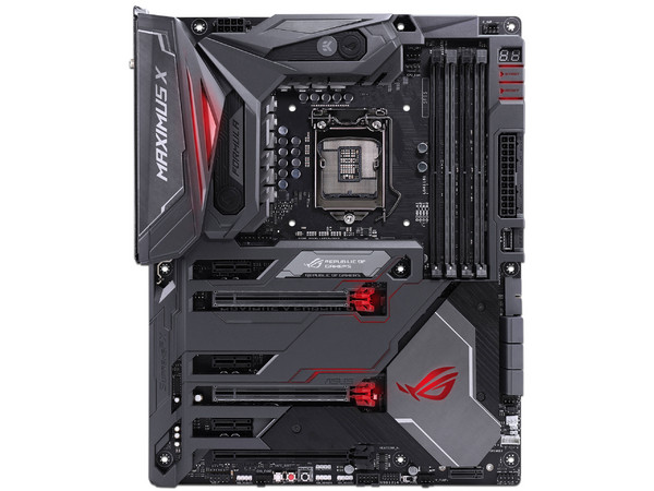 T. Madre Gigabyte Rog Maximus X Formula, ChipSet Intel Z370, 
Soporta Intel i7 / i5 / i3 de 8va gen, de Socket 1151, 
Memoria DDR4 4133(O.C.) /2800(O.C.)/ 2133 MHz, 64GB Max,
Integrado Audio HD, Red, USB 3.0 y SATA 3.0, 
ATX, Ptos 3xPCIEx16, 1xPCIEx1