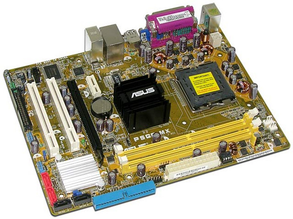 T. Madre ASUS P5GC-MX, ChipSet Intel 945GC,
Soporta: Cel.400, DualCore/2 Duo, 800/533MHz,
Memoria: DDR2 400/533Mhz, 2 Bancos, 2GB Max,
Integrado: Video IGMA 950, Audio 6 canales, Red 10/100,
Diseño: ATX, Ptos: 1xPCEx16, 1xPCE, 2xPCI