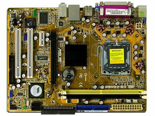 T. Madre ASUS P5VD2-MX SE, ChipSet VIA P4M890,
Soporta: Cel.400, DualCore/2 Duo, 800/1066MHz,
Memoria: DDR2 400/533Mhz, 2 Bancos, 2GB Max,
Integrado: Video Gfx, Audio 6 canales, Red 10/100,
Diseño: ATX, Ptos: 1xPCEx16, 1xPCE, 2xPCI