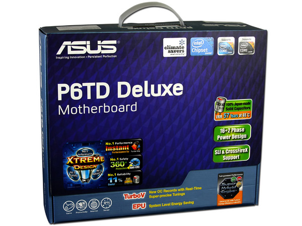 T. Madre Asus P6TD Deluxe, ChipSet Intel X58,
Soporta: Core i7 920, 940, 960 de Socket 1366,
Integrado: Audio 7.1, Red 10/100/1000,
Memoria: DDR3 2000+(O.C.)/1866(O.C.)/1333MHz, 24GBMax, 
ATX, Ptos: 3xPCEx16, 1xPCIEx4, 2xPCI
