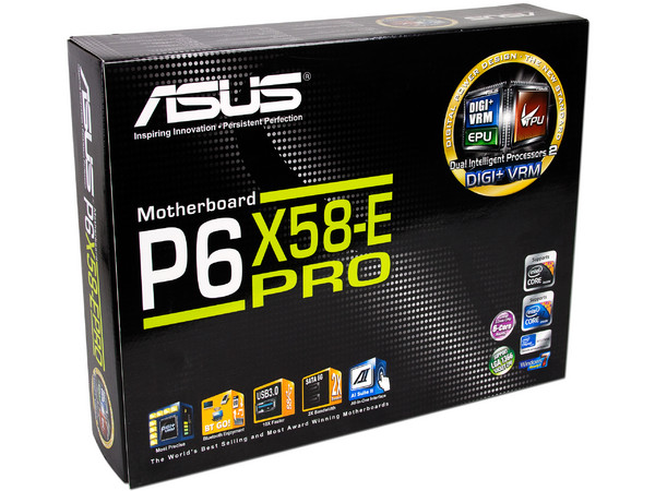 T. Madre ASUS P6X58-E PRO, ChipSet Intel X58,
Soporta: Core i7/Core i7 Extreme Edition de Socket 1366,
Integrado: Audio HD, Red,
 USB 3.0 y SATA 3.0,
Memoria: DDR3 2200(O.C.)/1600/1333MHz, 48GB Max,
ATX, Ptos: 3xPCIEX16, 1xPCIEx1