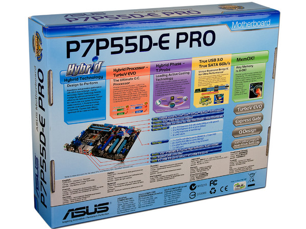T. Madre Asus P7P55D-E PRO, ChipSet Intel P55 Exp.,
Soporta: Core i7 y Core i5 de Socket 1156,
Integrado: Audio 7.1, Red 8112L Gigabit,
Memoria: DDR3 2200(OC)/1600/1333MHz, 16GB Max,
ATX, Ptos: 2xPCEx16, 3xPCIEx1, 2xPCI