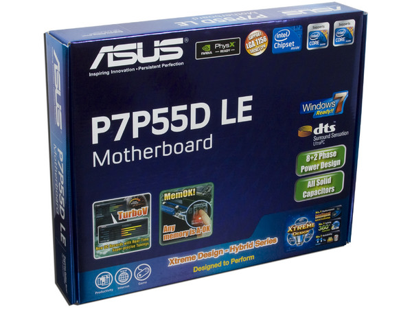 T. Madre Asus P7P55D LE, ChipSet Intel P55 Exp.,
Soporta: Core i7 y Core i5 de Socket 1156,
Integrado: Audio 7.1, Red 8112L Gigabit,
Memoria: DDR3 2200+(OC)/1600/1333MHz, 16GB Max,
ATX, Ptos: 2xPCEx16, 2xPCIEx1, 3xPCI