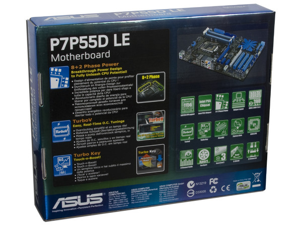 T. Madre Asus P7P55D LE, ChipSet Intel P55 Exp.,
Soporta: Core i7 y Core i5 de Socket 1156,
Integrado: Audio 7.1, Red 8112L Gigabit,
Memoria: DDR3 2200+(OC)/1600/1333MHz, 16GB Max,
ATX, Ptos: 2xPCEx16, 2xPCIEx1, 3xPCI