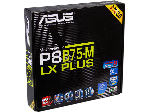 T. Madre ASUS P8B75-M LX PLUS, ChipSet Intel B75 Exp.,
Soporta: Core i7/i5/i3 de Socket 1155,
Memoria: DDR3 1600/1333/1066MHz, 16GB Max,
Integrado: Audio HD, Red Gigabit,
SATA 3.0, USB 3.0,
Micro-ATX, Ptos: 1xPCIE 3.0 x16, 2xPCIEx1