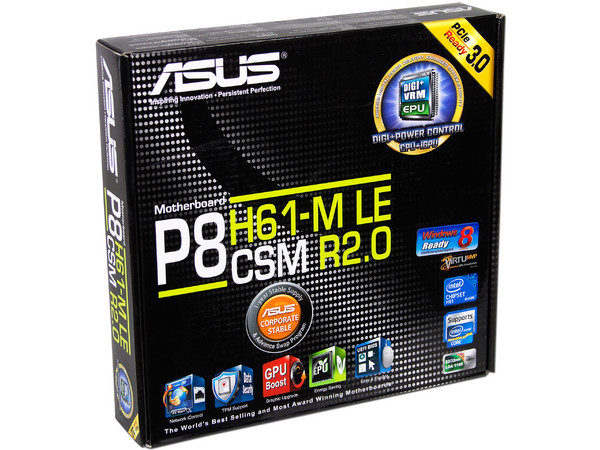 T. Madre ASUS P8H61-M LE CSM R2.0, ChipSet Intel H61 Exp.,
Soporta: Core i7/i5/i3 de Socket 1155,
Memoria: DDR3 2200(O.C.)/1333/1066 MHz, 16 GB Max,
Integrado: Audio HD, Red Gigabit,
Micro-ATX, Ptos: 1xPCIEX 3.0x16, 2xPCIEx1