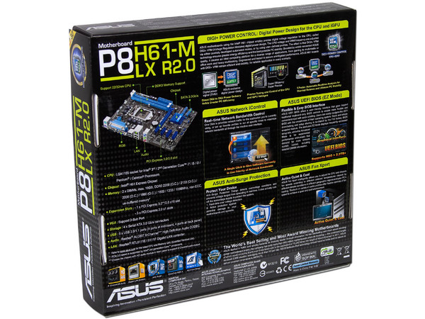 T. Madre ASUS P8H61-M LX R2.0, Chipset Intel H61 Exp.,
Soporta: Core i7/i5/i3 de Socket 1155,
Memoria: DDR3 2200(O.C.)/1333/1066 MHz, 16 GB Max,
Integrado: Audio HD, Red Gigabit,
Micro-ATX, Ptos: 1xPCIEX 3.0x16, 3xPCIEx1