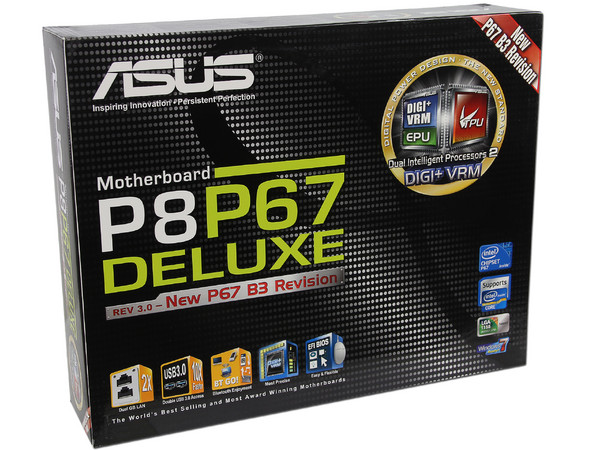 T. Madre ASUS P8P67 DELUXE -B3, ChipSet Intel P67 Exp.,
Soporta: Core i7/i5/i3 de Socket 1155,
Memoria: DDR3 2200(O.C)/2133(O.C.)/1600/1333MHz,
 USB 3.0 y SATA 3.0,
Diseño ATX, Ptos: 3xPCIEx16, 2xPCIEx1, 2xPCI.