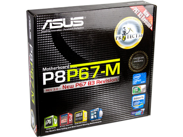 T. Madre ASUS P8P67-M-B3, ChipSet Intel P67 Exp.,
Soporta: Core i7/i5/i3 de Socket 1155,
Integrado: Audio HD, Red,
 USB 3.0 y SATA 3.0,
Memoria: DDR3 2200(O.C)/1600/1333MHz,
Diseño MicroATX, Ptos: 1xPCIEx16,1xPCIEx4