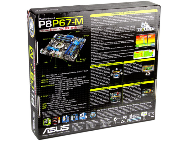 T. Madre ASUS P8P67-M-B3, ChipSet Intel P67 Exp.,
Soporta: Core i7/i5/i3 de Socket 1155,
Integrado: Audio HD, Red,
 USB 3.0 y SATA 3.0,
Memoria: DDR3 2200(O.C)/1600/1333MHz,
Diseño MicroATX, Ptos: 1xPCIEx16,1xPCIEx4