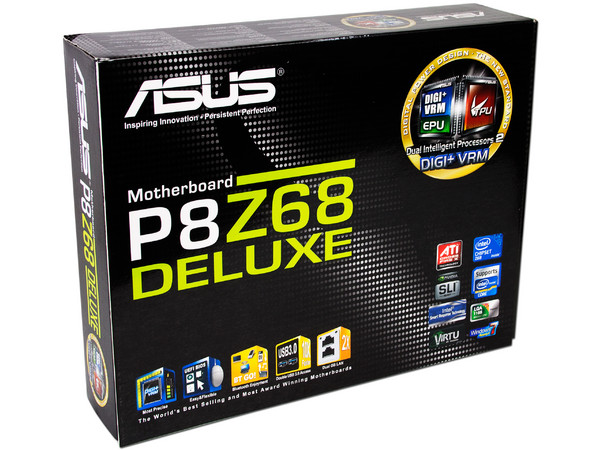 T. Madre ASUS P8Z68 DELUXE, ChipSet Intel Z68,
Soporta: Core i7/i5/i3 de Socket 1155,
Integrado: Audio HD, Red,
 USB 3.0 y SATA 3.0,
Memoria: DDR3 1866(O.C.)/1600/1333MHz 32GB Max,
ATX, Ptos: 2xPCIEX16, 2xPCIEx1