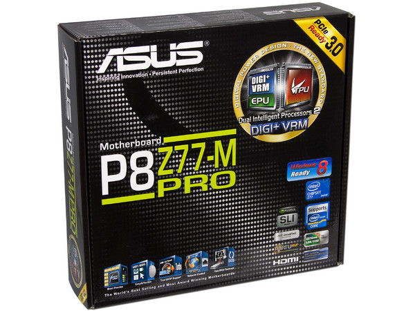 T. Madre ASUS P8Z77-M PRO, ChipSet Intel Z77,
Soporta: Core i7/i5/i3 de Socket 1155,
Memoria: DDR3 2400(O.C.)/1600/1333MHz, 32GB Max,
Integrado: Audio HD, Red Gigabit,
USB 3.0, SATA 3.0,
Diseño Micro-ATX, Ptos: 1xPCIEX16 ,2xPCIEX3.0X16